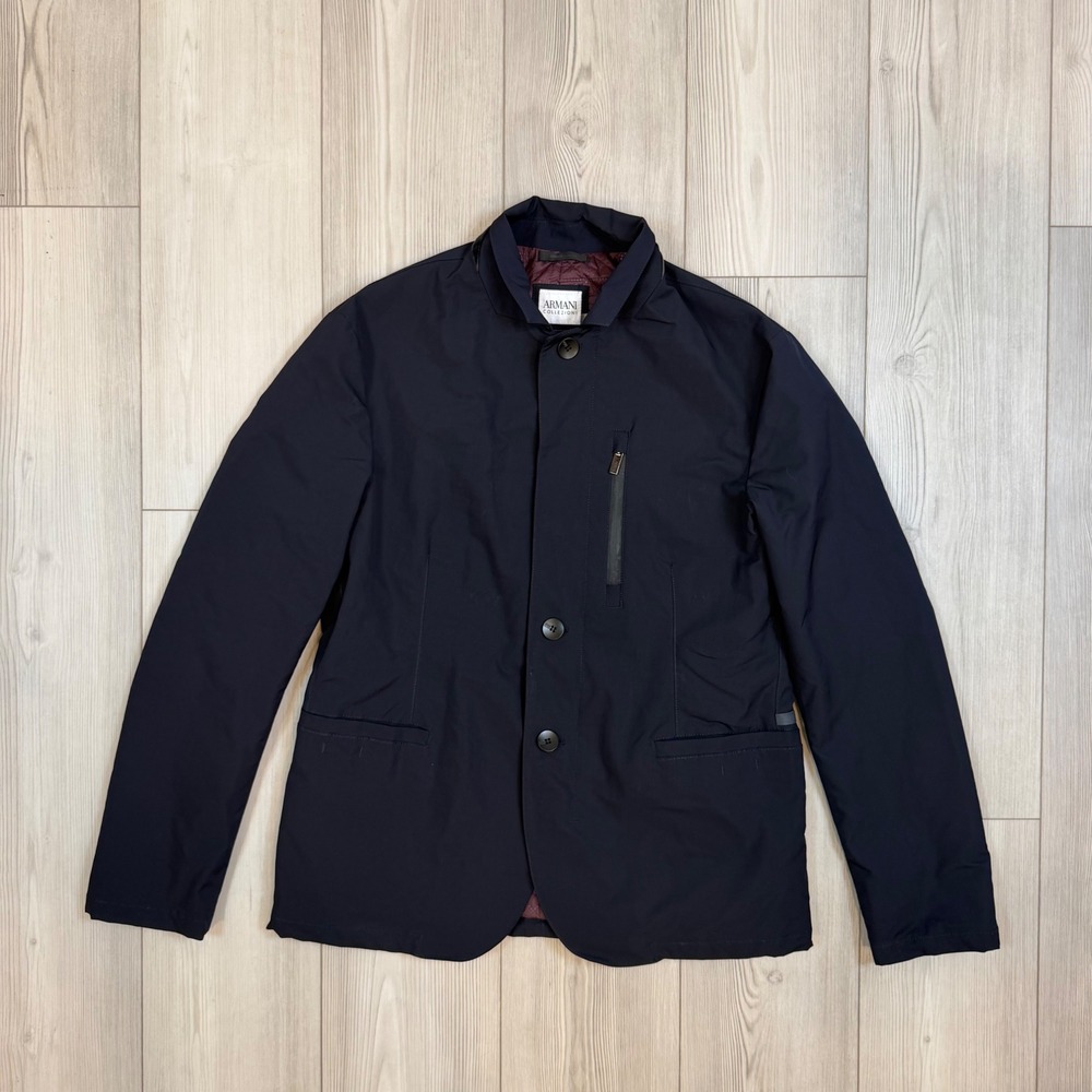 Armani Collezioni Navy Blue Water Repellent Field Jacket Quilted Lining 52 US 44